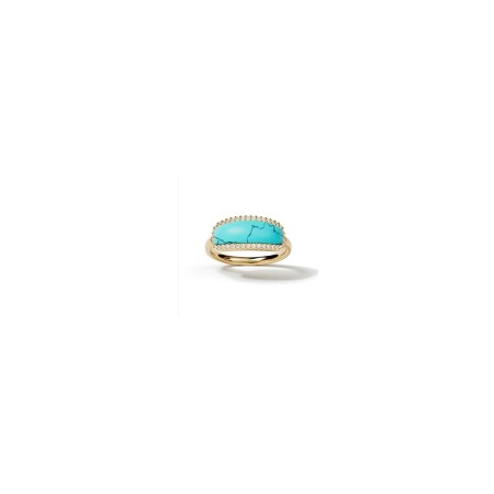 Bague APM Monaco Été en plaqué or, oxydes de zirconium et turquoise