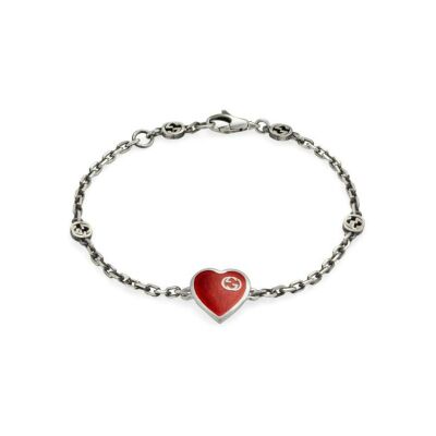 Bracelet Gucci Heart en argent et émail rouge