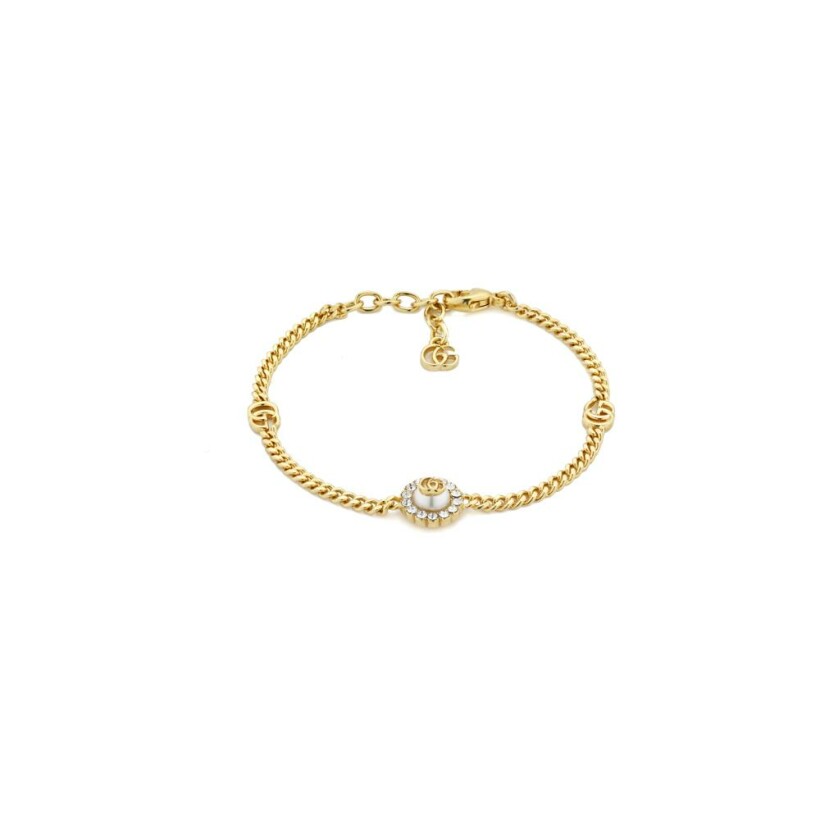 Bracelet Gucci GG Marmont en métal doré, résine et cristaux