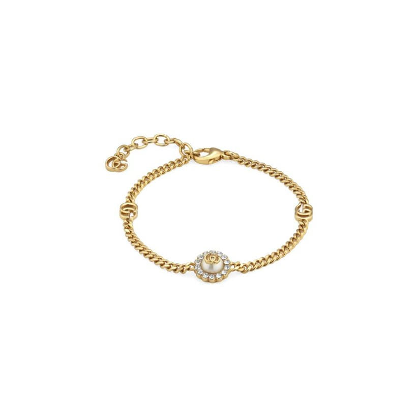 Bracelet Gucci GG Marmont en métal doré, résine et cristaux