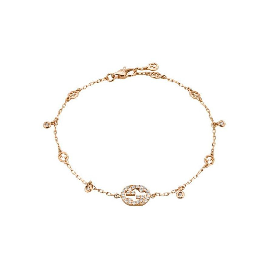 Bracelet Gucci Interlocking en or rose et diamants