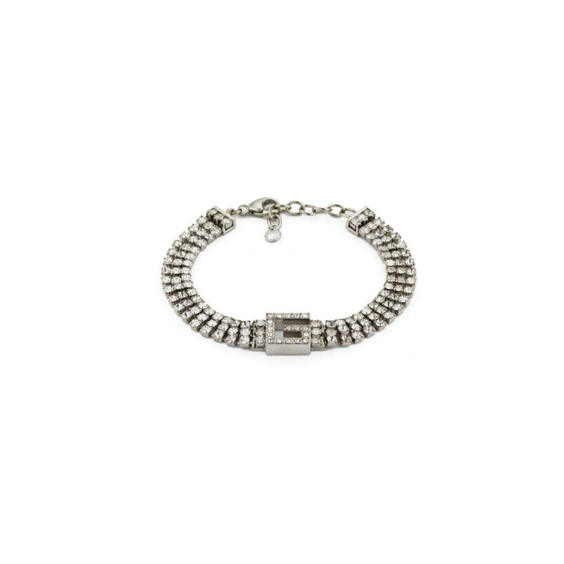 Bracelet Gucci G Motif Line en acier plaqué palladium et cristaux