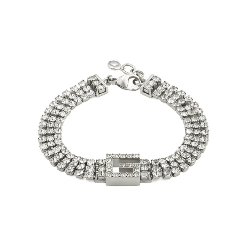 Bracelet Gucci G Motif Line en acier plaqué palladium et cristaux