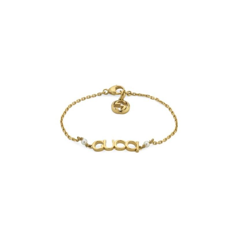 Bracelet Gucci Script en métal doré, taille S
