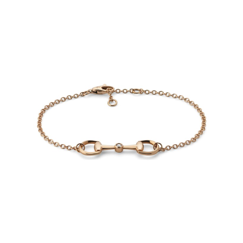 Bracelet Gucci Horsebit en or rose et diamant, 17 cm