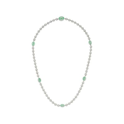 Collier Gucci Interlocking en argent et émail vert
