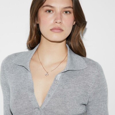 Collier Gucci Interlocking en or rose, perle et diamants
