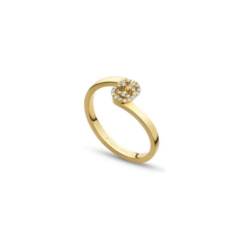 Gucci GG Running ring in yellow gold, diamonds, size 52