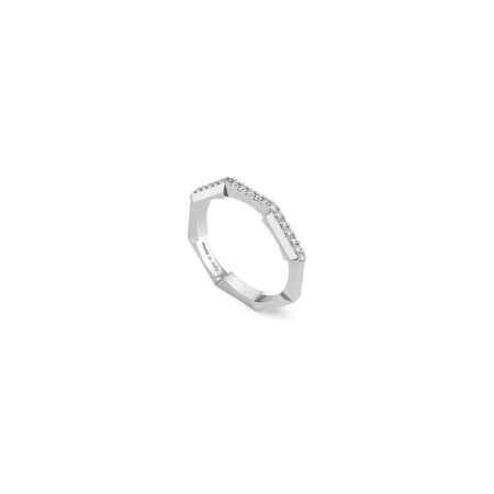 Bague Gucci Link To Love en or blanc et diamants, taille 52