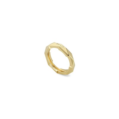 Bague Gucci Link To Love cloutée en or jaune, taille 54