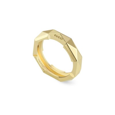 Bague Gucci Link To Love cloutée en or jaune, taille 54