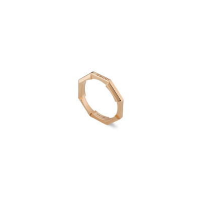 Bague Gucci Link To Love effet miroir en or rose, taille 54