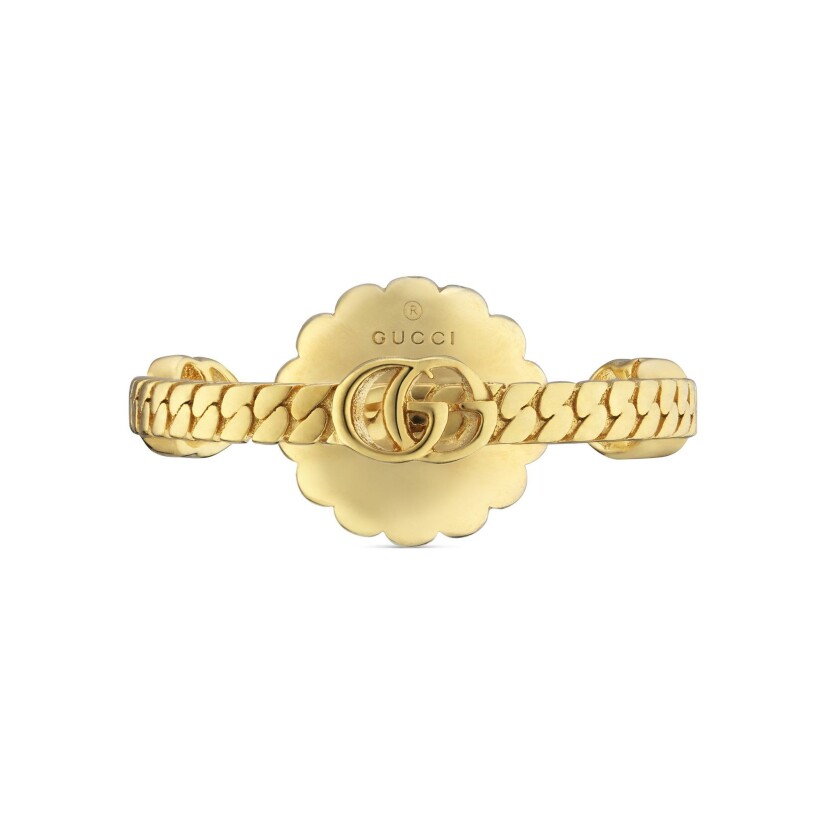 Bague Gucci GG Marmont en métal doré, résine et cristaux