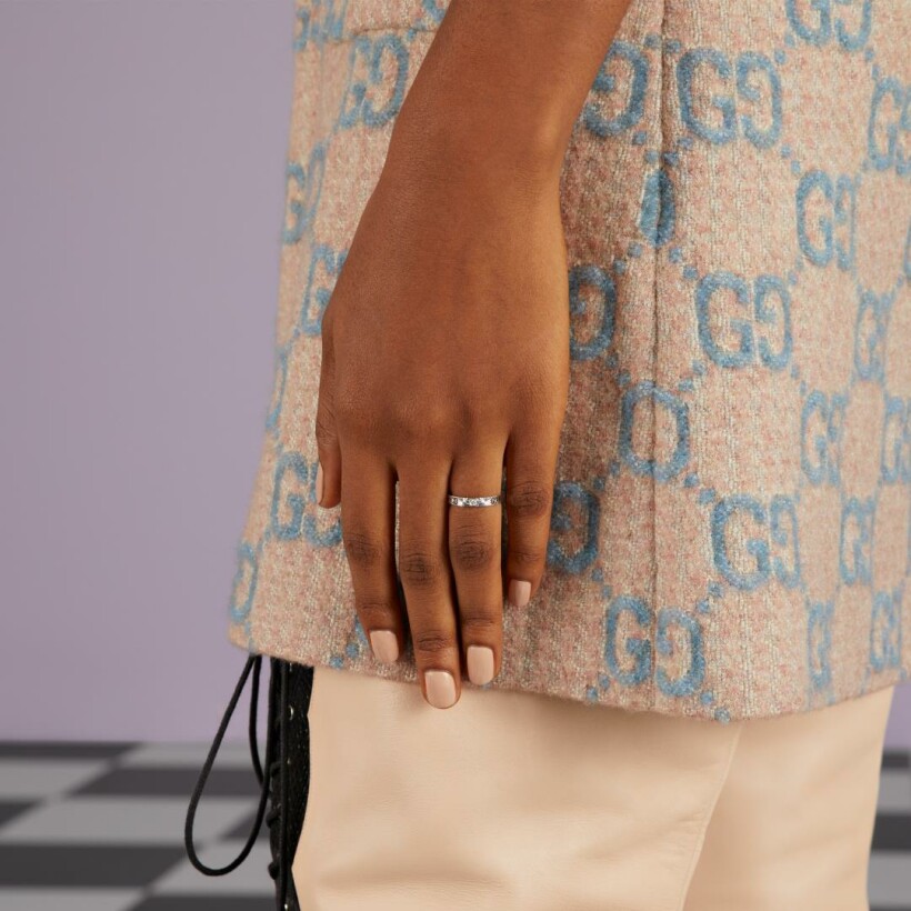 Gucci Icon ring in white gold, diamonds, size 53
