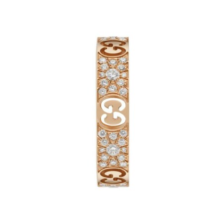 Bague Gucci Icon en or rose et diamants, taille 52