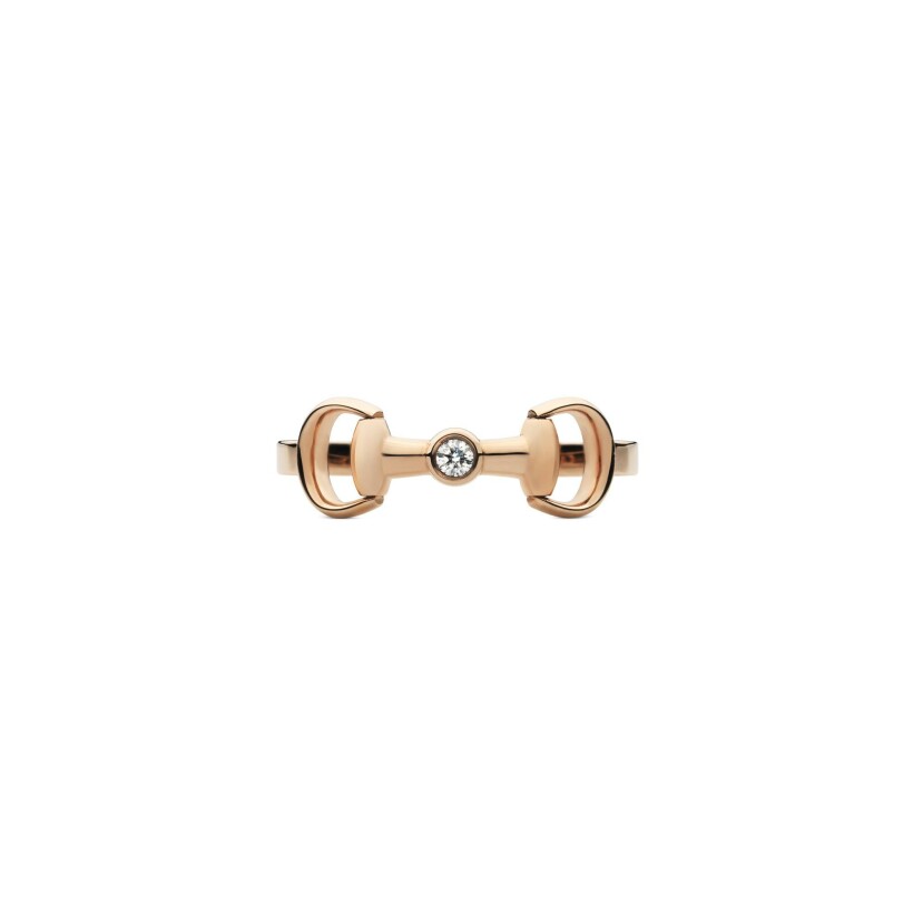 Bague Gucci Horsebit en or rose et diamant, taille 52