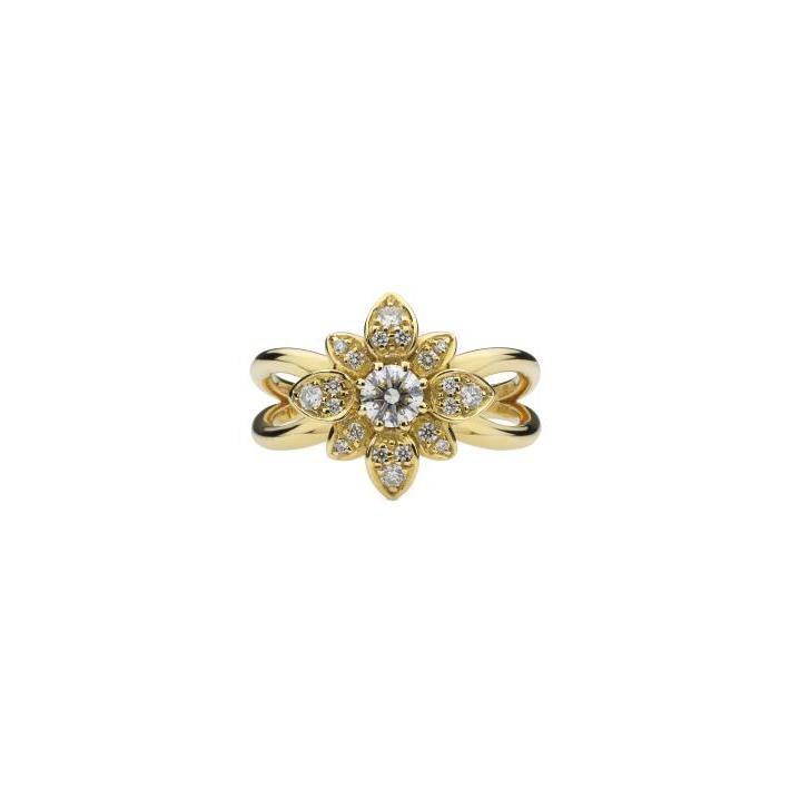 Bague Gucci Flora en or jaune et diamant, taille 55