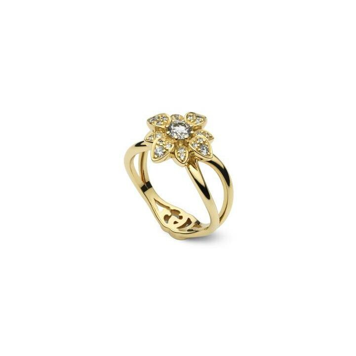 Bague Gucci Flora en or jaune et diamant, taille 55