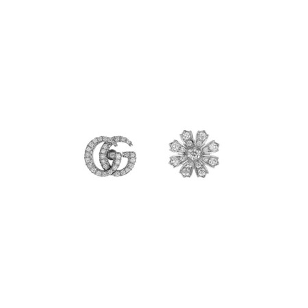 Boucles d'oreilles Gucci Flora en or blanc, perles et diamants