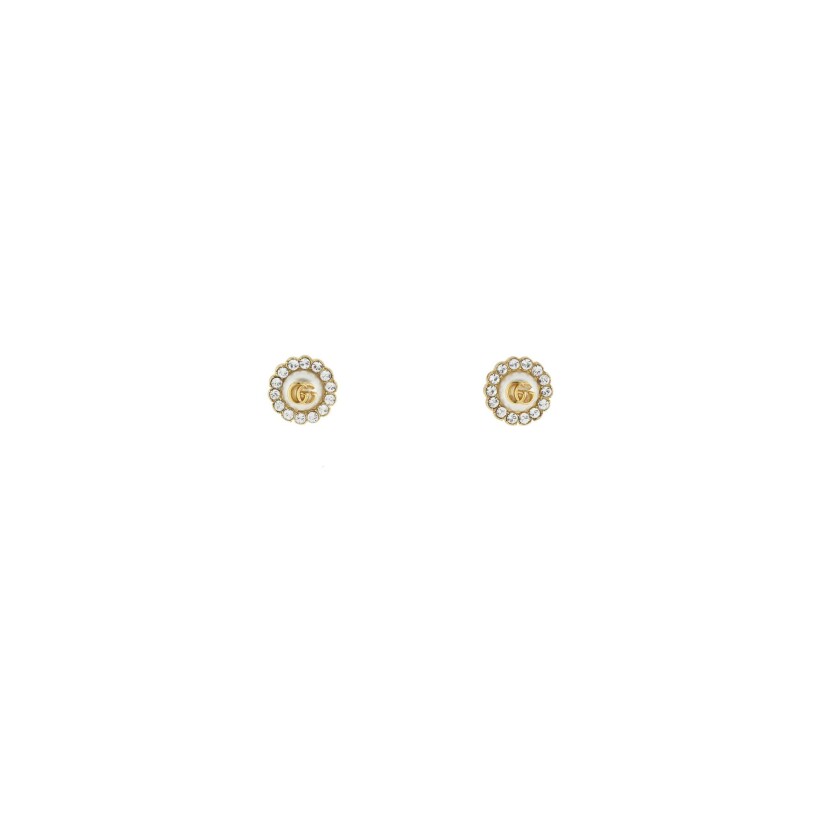 Boucles d'oreilles Gucci GG Marmont en métal doré, résine et cristaux