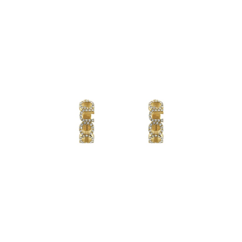 Boucles d'oreilles créoles Gucci Script en métal doré et cristaux