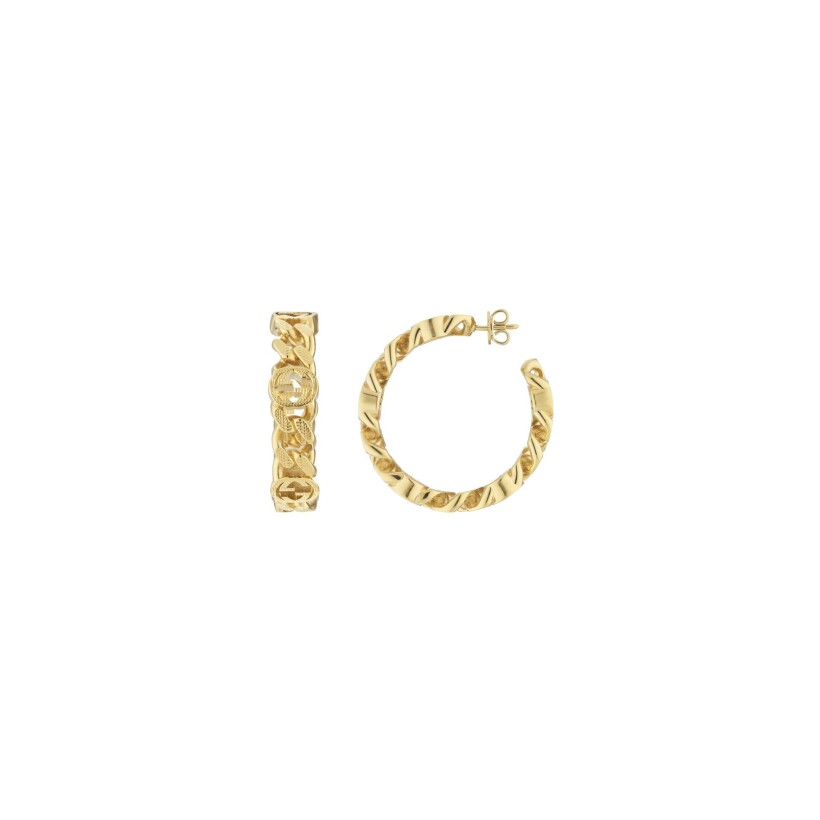 Boucles d'oreilles créoles Gucci Interlocking en métal doré