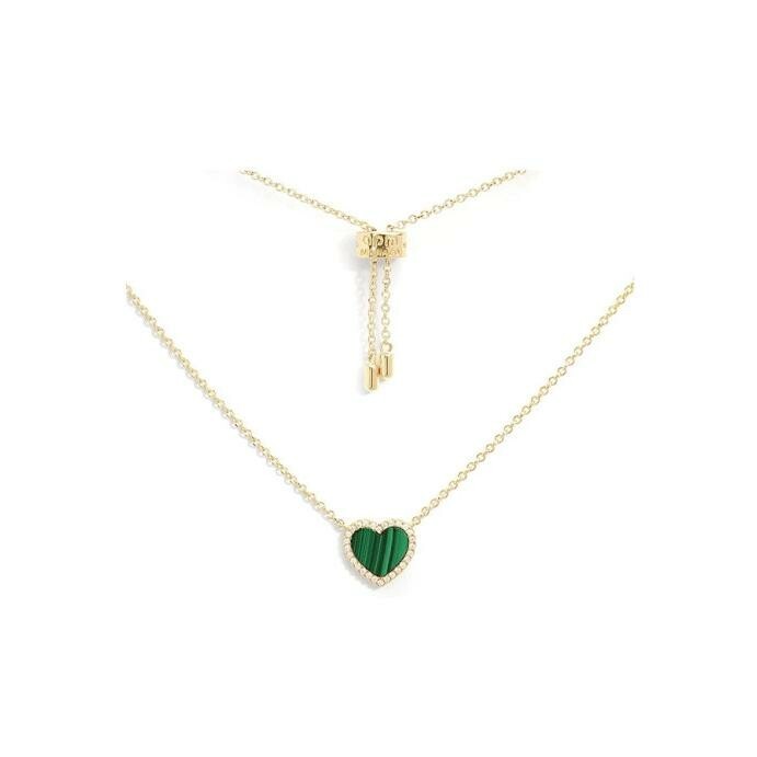 Collier APM Monaco Malachite en plaqué or, oxydes de zirconium et malachite