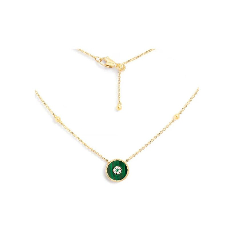 Collier APM Monaco Malachite en plaqué or, oxydes de zirconium et malachite