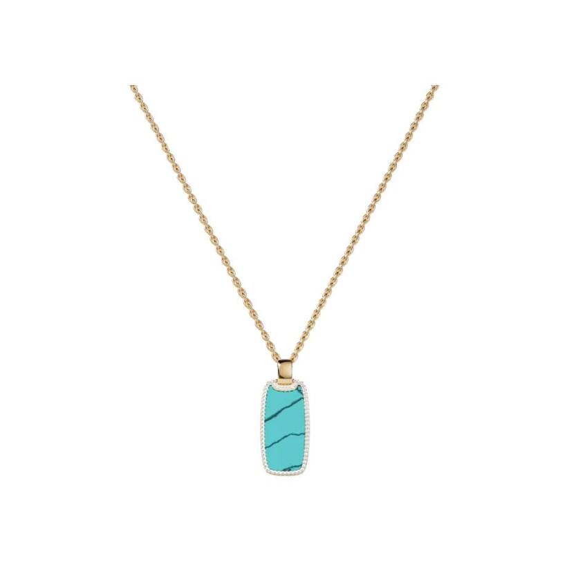 Collier APM Monaco Été en plaqué or, oxydes de zirconium et turquoise