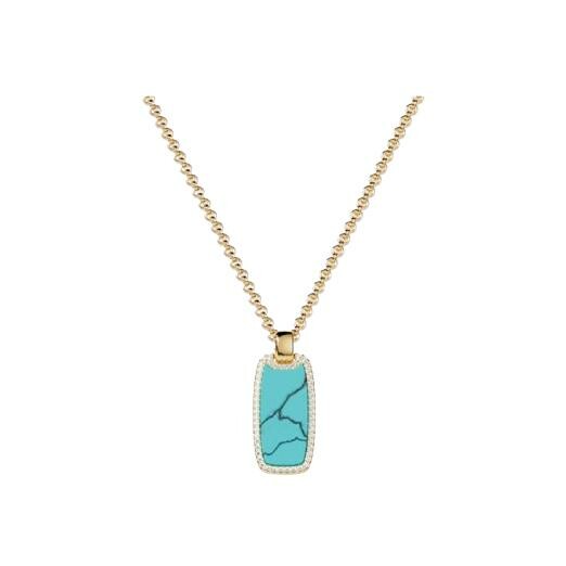 Collier APM Monaco Été en plaqué or, oxydes de zirconium et turquoise