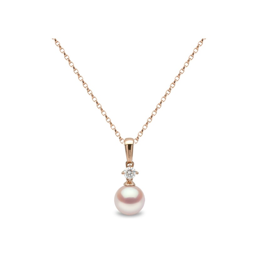 Pendentif Yoko London Classic en or rose, perle Akoya japonaise et diamants