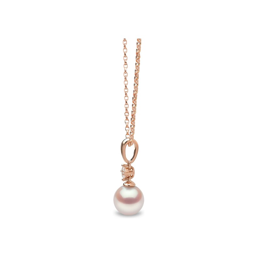 Pendentif Yoko London Classic en or rose, perle Akoya japonaise et diamants