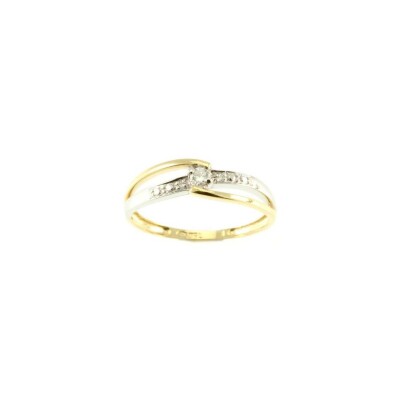 Bague en or jaune, rhodium et diamants 0.06ct