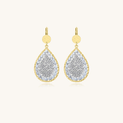 Boucles d'oreilles Sàntibé Bijoux Ysé en laiton, métal doré et perles platine