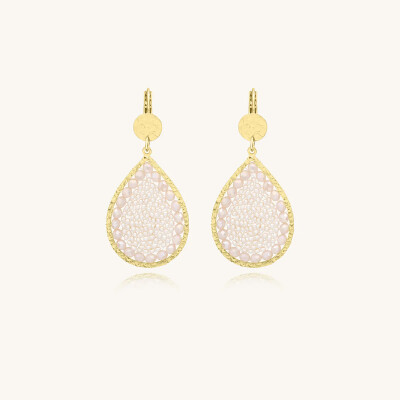 Boucles d'oreilles Sàntibé Bijoux Ysé en laiton, métal doré et perles sable