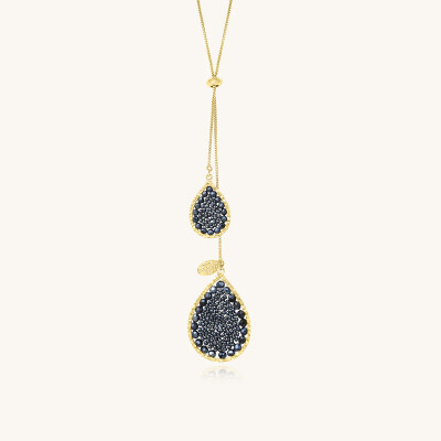 Collier Sàntibé Bijoux Ysé en laiton, métal doré et perles gris
