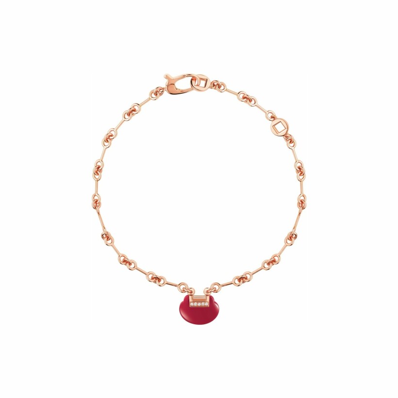 Bracelet Qeelin Yu Yi en or rose, diamants et agate rouge