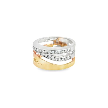 Bague en or rose, or blanc et diamants