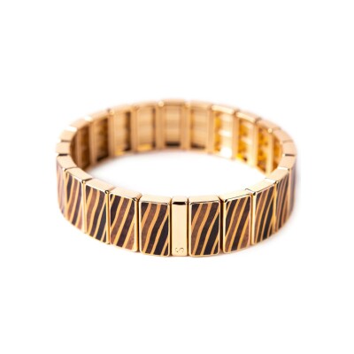 Bracelet Simone à Bordeaux Zebra Mure & Chocolat en métal doré émaillé