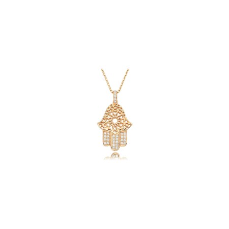 Zellij pendant, pink gold and diamonds