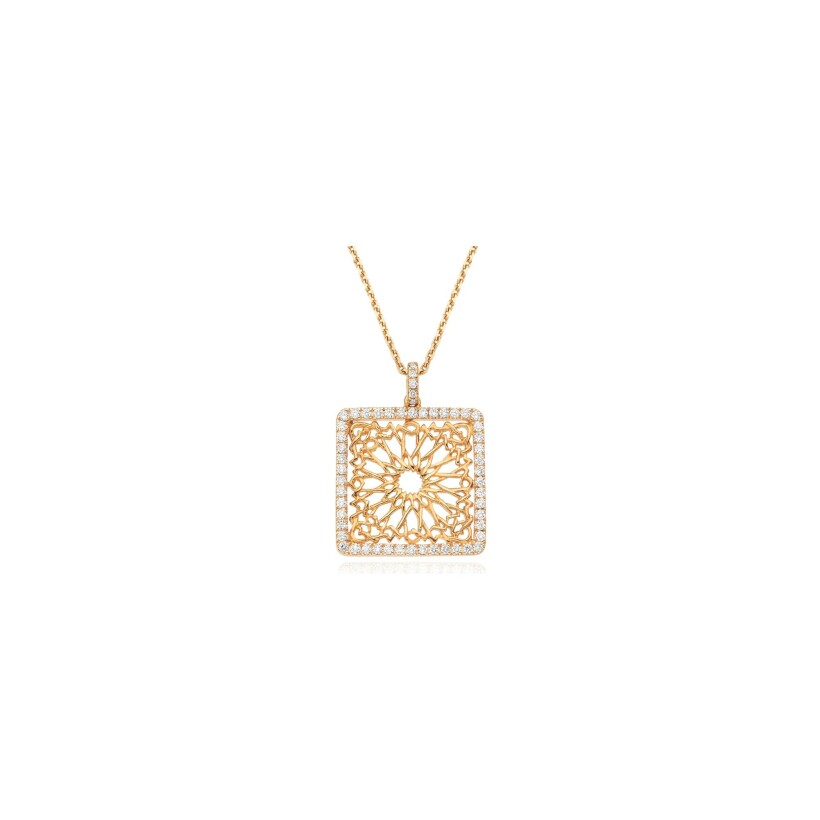 Zellij pendant, pink gold and diamonds