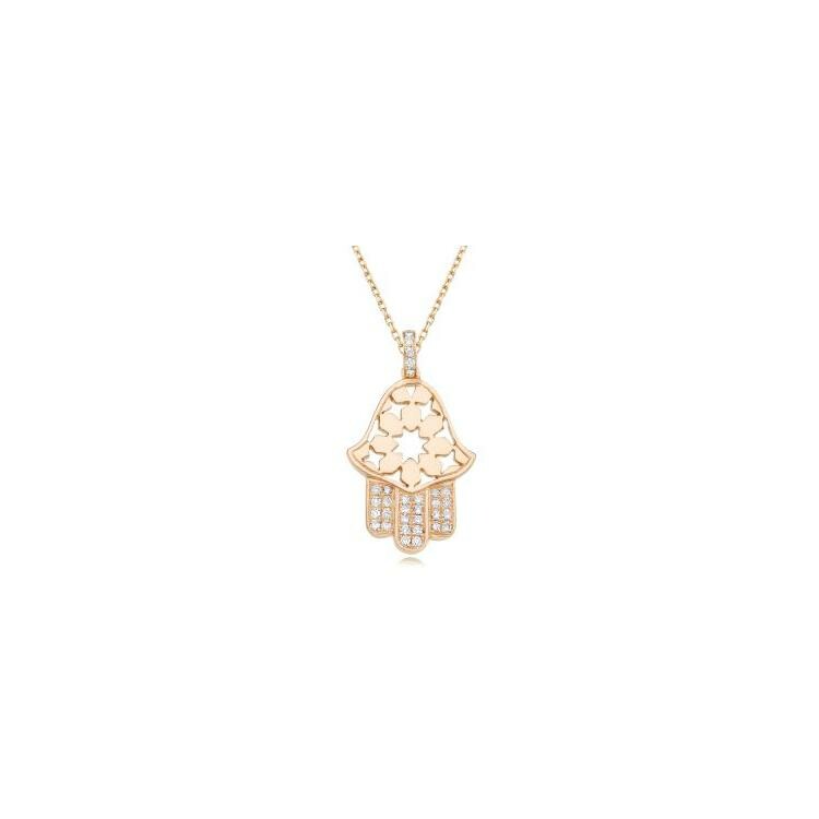 Zellij pendant, pink gold and diamonds