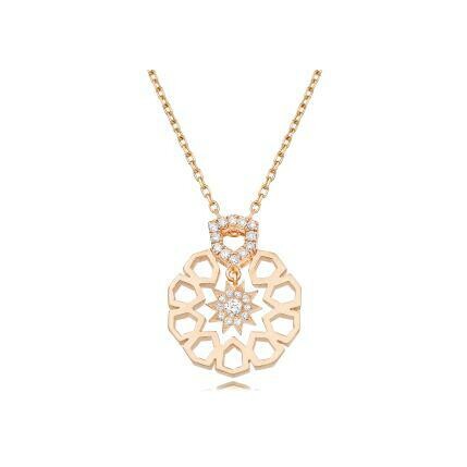 Zellij pendant, pink gold and diamonds