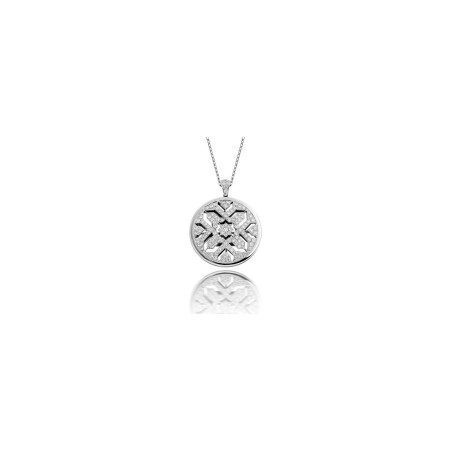 Zellij pendant, white gold and diamonds