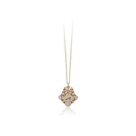 Zellij pendant, pink gold and diamonds