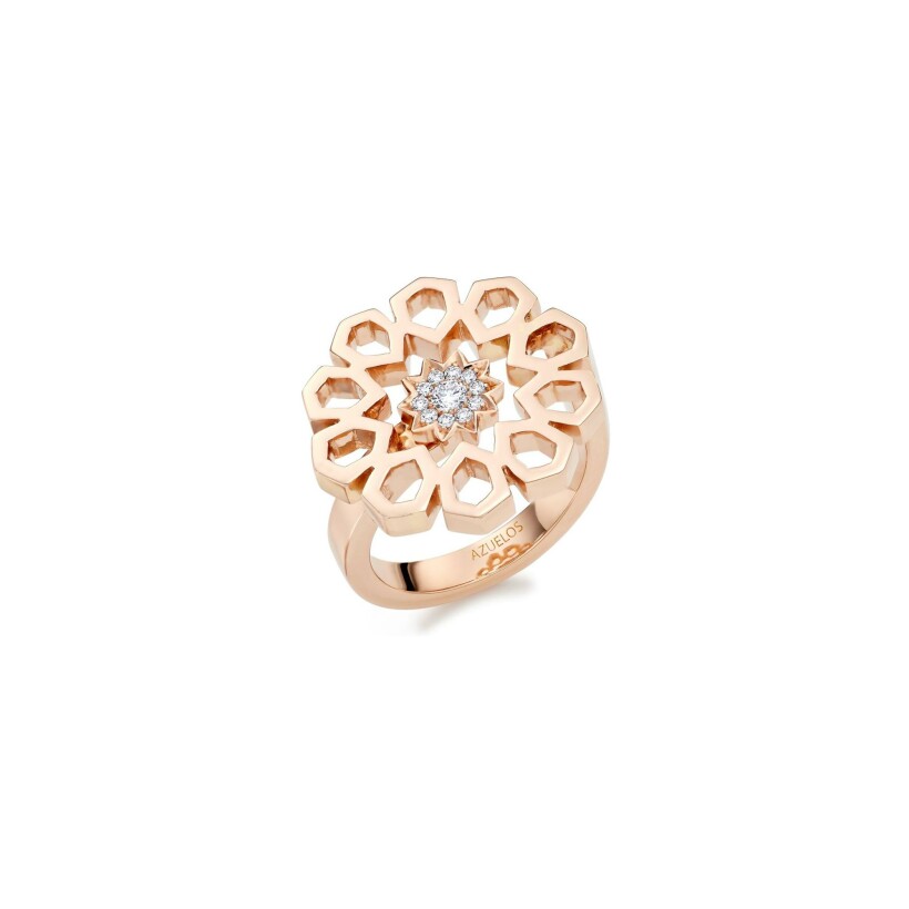 Zellij ring, rose gold and diamonds