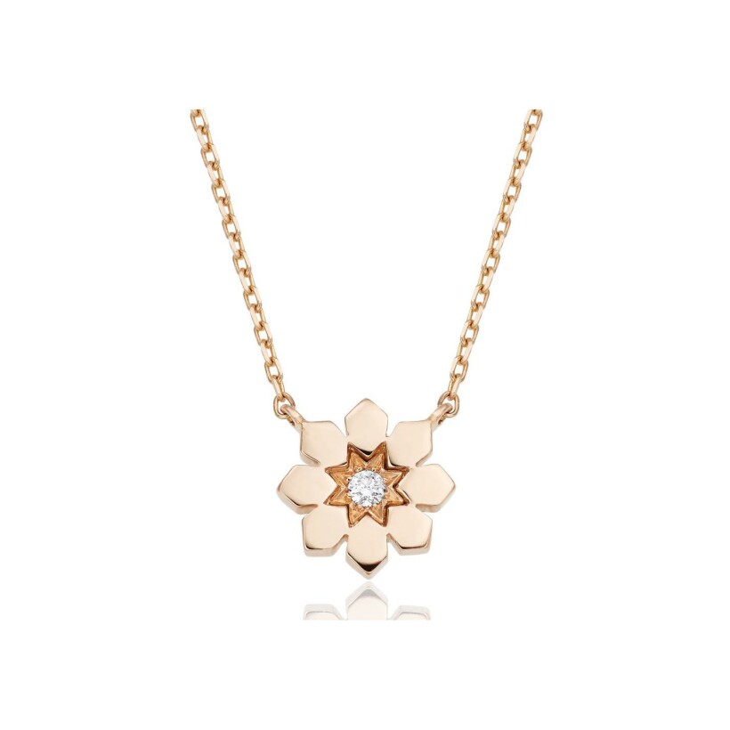 Zellij necklace, rose gold and diamonds
