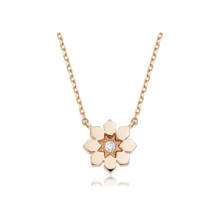 Zellij necklace, rose gold and diamonds