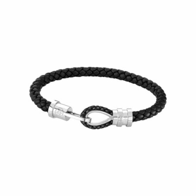 Bracelet Zeades Cabestan en acier et cuir noir