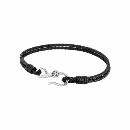 Bracelet Zeades Cape Cod 25 en acier et cuir noir